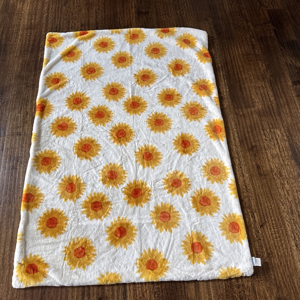 Rachel Ashwell Farmhouse‎ Yellow Sunflower Throw Blanket Microfleece Fall Floral